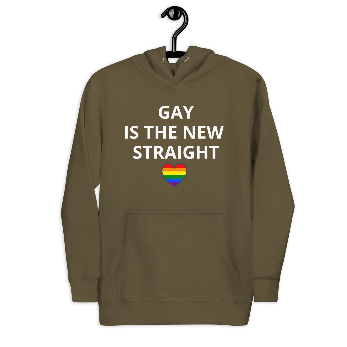 Gay Is The New Straight Lettered Unisex Hoodie W/ Pride Heart